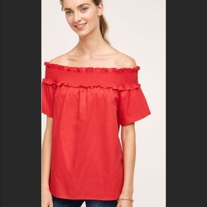 Anthropologie HD in Paris Red off shoulder top